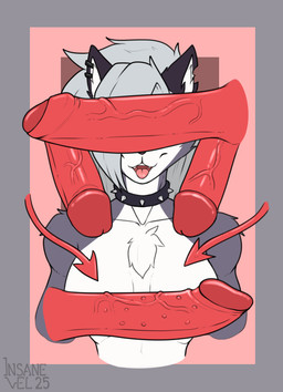 anthro big_penis collar disembodied_tail ear_piercing erection female female_focus foreskin genitals group humanoid_genitalia humanoid_penis humanoid_penis_with_barbs male male/female open_mouth open_smile penile_spines penis piercing smile solo_focus spiked_collar spikes tongue tongue_out insane_lizard_vel can't_see_the_haters hellaverse helluva_boss mythology loona_(helluva_boss) canid canid_demon canine canis demon hellhound imp mammal mythological_canine mythological_creature absurd_res hi_res meme