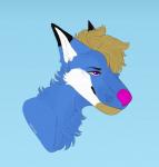 anthro black_hair blue_body blue_fur brown_body brown_fur brown_hair brows chest_tuft fur hair male markings multicolored_body multicolored_fur pink_nose purple_eyes solo tuft white_body white_fur senciii benji_silver canid canine fox mammal 2019 digital_media_(artwork) hi_res