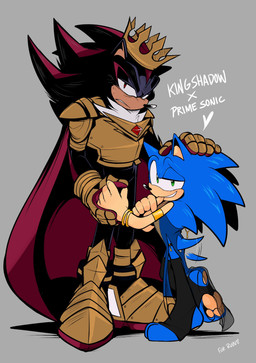 5_fingers anthro black_body black_fur black_nose blue_body blue_fur cape clothing duo feet fingers fur green_eyes hand_holding hand_on_head heart_symbol king looking_at_viewer multicolored_body multicolored_fur pawpads red_body red_eyes red_fur royalty size_difference standing tail tail_motion tailwag text shaddycatz netflix sega sonic_prime sonic_the_hedgehog_(series) shadow_the_hedgehog sonic_the_hedgehog eulipotyphlan european_hedgehog hedgehog mammal 2024 absurd_res cel_shading digital_drawing_(artwork) digital_media_(artwork) english_text hi_res shaded