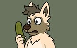 anthro cucumber distressed expressive food fruit humor male plant scared darkalcaline canid canine mammal absurd_res comic digital_media_(artwork) hi_res reaction_image