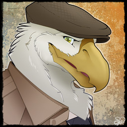 beak clothing coat hat headgear headwear iconography male solo topwear mushabon icono accipitrid accipitriform avian bald_eagle bird eagle sea_eagle 1:1 bust_portrait portrait
