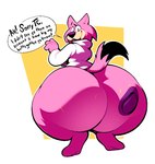 anthro big_butt bottomless bottomless_anthro bottomless_male butt clothed clothing dialogue digitigrade fur hat headgear headwear huge_butt looking_back male pink_body pink_fur simple_background solo speech_bubble standing sweater tail text thick_thighs topwear turtleneck wide_hips boot_(artist) hanna-barbera top_cat_(series) choo-choo_(top_cat) domestic_cat felid feline felis mammal 2021 colored english_text shaded