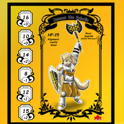 anthro armor axe body_armor chainmail fur grey_eyes hair holding_axe holding_object holding_shield logo male metal_armor paladin shield smile smirk solo stats tan_body tan_fur tan_hair text sinisterslyfox dungeons_and_dragons hasbro wizards_of_the_coast bird_dog canid canine canis domestic_dog golden_retriever hunting_dog mammal retriever absurd_res digital_drawing_(artwork) digital_media_(artwork) english_description english_text hi_res shaded soft_shading