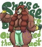 2_horns 3_fingers anthro belly bent_arm big_breasts black_nose bottomwear bracelet breasts brown_body brown_eyebrows brown_fur brown_hair chest_tuft clothing convenient_censorship eyebrows eyelashes fatty_humps female fingers flexing fluffy fluffy_arms fluffy_legs fur gold_(metal) gold_bracelet gold_jewelry green_bottomwear green_clothing green_eyes green_skirt grey_hooves grey_horn hair hair_covering_breasts half-closed_eyes hoof_hands hooves horn jewelry logo long_hair lyrics muscular muscular_anthro muscular_female narrowed_eyes navel skirt smile smiling_at_viewer solo standing tan_body tan_inner_ear tan_skin teeth text thick_thighs tuft wavy_hair wide_hipped_female wide_hips skywater friendship_is_magic hasbro my_little_pony yona_yak_(mlp) bovid bovine mammal yak 2020 artist_logo colored digital_drawing_(artwork) digital_media_(artwork) english_text hi_res