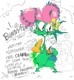 anthro balls bodily_fluids buckteeth bunnypen carrot erection female flower food forced forced_impregnation foreskin genitals green_body impregnation ink long_foreskin navel outie_navel penis plant pregnant pregnant_female solo sweat tears teeth text thought_bubble unretracted_foreskin vegetable wide_hips roksim spiko absurd_res english_text hi_res