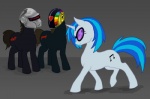 armor black_body black_fur blue_hair brown_hair cutie_mark disc_jockey eyewear female feral fur group hair headgear helmet horn long_hair quadruped rainbow short_hair sunglasses tail white_body white_fur unknown_artist daft_punk friendship_is_magic hasbro my_little_pony mythology guy-manuel_de_homem-christo thomas_bangalter vinyl_scratch_(mlp) equid equine mammal mythological_creature mythological_equine unicorn