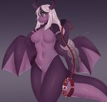 anthro collar female grey_eyes grin hair hand_on_hip holding_leash holding_object leash smile solo tail toothy_grin white_hair wings izoxie mythology saeva_(character) dragon mythological_creature mythological_scalie scalie hi_res