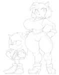 anthro athletic_wear clothing duo female larger_female male male/female muscular muscular_female size_difference smaller_male thick_thighs thin_calves thin_legs thin_thighs wide_hips harkonner sega sonic_the_hedgehog_(series) amy_rose sonic_the_hedgehog eulipotyphlan hedgehog mammal hi_res