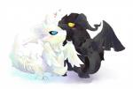 ambiguous_gender blue_eyes blush chibi duo feral fluffy heart_symbol yellow_eyes kioa mythology nintendo pokemon dragon generation_5_pokemon legendary_pokemon mythological_creature mythological_scalie pokemon_(species) reshiram scalie zekrom