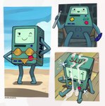 ambiguous_gender anthro beach bikini bodily_fluids butt clothing cum cum_on_face forced genital_fluids genitals machine pussy rape sex solo swimwear two-piece_swimsuit marsminer adventure_time cartoon_network bmo robot hi_res