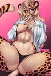 2:3 alexandra_(velocitycat) anthro big_breasts breasts cheetah clothing felid feline female hi_res looking_at_viewer mammal panties reina. shirt solo topwear underwear