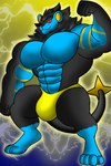 anthro biceps clothed clothing male muscular muscular_male overly_muscular solo speedo speedo_only swimwear topless underwear underwear_only nintendo pokemon generation_4_pokemon generation_5_pokemon luxray pokemon_(species) 2:3