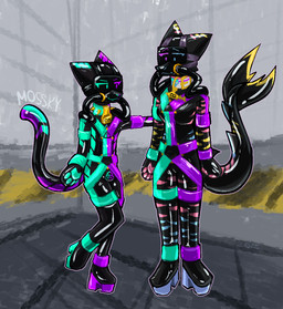 anthro clothing collar collar_lock collar_tag duo female fish_tail gag gas_mask handwear laboratory latex latex_clothing latex_mask latex_skinsuit lock male mask mittens muzzle_gag null_bulge skinsuit spiked_collar spikes tight_clothing tube visor mossky nyphakosi aquatic felid feline fish mammal shark hi_res