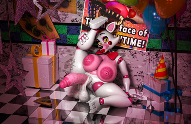 3_toes anthro anus areola balloon balloon_support balls barely_visible_anus big_areola big_balls big_breasts big_penis bow_tie box breasts checkered checkered_floor clothing container dark_areola dark_nipples erection eyebrows feet flexible fluffy fluffy_tail genitals gift_box glans glistening glistening_areola glistening_balls glistening_body glistening_breasts glistening_face glistening_genitalia glistening_glans glistening_lips glistening_nipples glistening_penis glistening_thighs groin_dips gynomorph hand_on_leg hat headgear headwear huge_breasts humanoid_genitalia humanoid_penis inflatable inside intersex lips looking_at_viewer machine mismatched_genitalia mismatched_penis nipples nude_anthro nude_gynomorph nude_intersex party_hat penis pink_areola pink_body pink_nipples pink_penis poster raised_eyebrow raised_leg red_lips saggy_balls sitting sitting_on_ground smile smiling_at_viewer solo splits spread_legs spreading tail text thick_penis thick_thighs toes vein veiny_penis white_balls white_body yellow_eyes zelyonka octal_(modeler) five_nights_at_freddy's five_nights_at_freddy's_2 scottgames mangle_(fnaf) animatronic canid canine fox mammal robot robot_anthro 3d_(artwork) absurd_res blender_(artwork) digital_media_(artwork) english_text full-length_portrait hi_res portrait watermark