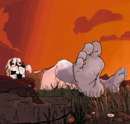 4_toes anthro barefoot clothed clothing cloud duo feet flip_flops foot_fetish foot_focus footwear fur grass grey_body humanoid_feet lying macro male on_back outside plant plantigrade sandals shoes sky soles solo sunset toes white_body white_fur jibjoblemeza mammal murid murine rat rodent digital_media_(artwork)