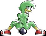 anthro bomb butt clothing crouching explosive_insertion explosives footwear footwear_only looking_at_viewer looking_back male mostly_nude rear_view shoes shoes_only simple_background sitting solo spread_butt spread_legs spreading tongue fourssss sega sonic_the_hedgehog_(series) bean_the_dynamite avian bird picid woodpecker 2019 sketch