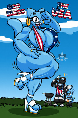 american_flag american_flag_bikini american_flag_clothing anthro big_breasts bikini black_body black_fur blue_body blue_fur breasts burger clothing digit_ring ear_piercing eating family female flag flag_bikini flag_print flag_swimwear food footwear fur group high_heels holding_object holidays husband_and_wife jewelry looking_at_viewer male married_couple mature_anthro mature_female on_one_leg one-piece_swimsuit piercing pose ring shoes simple_background sling_bikini smile standing swimwear tail text thick_thighs two-piece_swimsuit united_states_of_america wedding_ring young mr.ink_(artist) 4th_of_july cartoon_network the_amazing_world_of_gumball edwin_inculous_(character) gumball_watterson nicole_watterson domestic_cat felid feline felis mammal pantherine tiger absurd_res digital_media_(artwork) english_text hi_res pinup father_(lore) father_and_child_(lore) mother_(lore) mother_and_child_(lore) parent_(lore) parent_and_child_(lore) son_(lore)