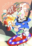 anniversary anthro black_eyes blue_body blue_fur cake candle clothing dessert fire food footwear fur gloves grin handwear holding_object male on_one_leg party_popper shoes smile solo standing star mennnntaiko classic_sonic_(universe) sega sonic_the_hedgehog_(series) classic_sonic sonic_the_hedgehog eulipotyphlan hedgehog mammal 2020 hi_res