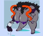 ambiguous_gender areola belly big_areola big_belly big_breasts big_butt breasts butt clown duo female finger_on_head hand_on_hip horn leaning_over macro_female nipple_piercing nipples nude overweight piercing purple_areola size_difference juneylewds hiveswap homestuck ms_paint_adventures chahut_maenad alien humanoid troll_(homestuck)