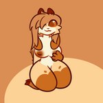 anthro areola big_breasts bovid_horn breast_grab breasts brown_areola brown_body brown_ears brown_eyes brown_fur brown_horn brown_legs brown_paws caprine_horn cheek_tuft facial_tuft female floppy_ears front_view fur goat_horn hair hand_on_breast hooves horn kneeling leg_markings legs_together looking_at_viewer markings nipples one_eye_closed one_eye_obstructed paws short_tail simple_background smile snout solo suggestive tail tan_body tan_fur tan_hair thick_thighs thigh_markings tuft white_body white_fur wink caramelthegoat caramel_(caramelthegoat) bovid caprine goat mammal 1:1 hi_res