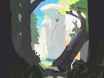 anthro arm_support biped cliff clothed clothed_anthro clothed_male clothing detailed_background forest in_tree male male_anthro nature outside painterly plant reclining rock scenery sky solo tree tree_stump water 7b7a2f asinus donkey equid equine mammal 2024 4:3 absurd_res digital_media_(artwork) digital_painting_(artwork) hi_res painting_(artwork) signature