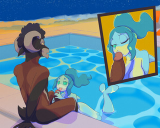 anthro beach breasts butt duo erection female genitals hair holidays kissing licking male male/female nipples nude oral outside penile penis penis_kissing penis_lick poolside sand sea sex sitting sky smile star starry_sky swimming_pool tail tongue water burundanga brand_new_animal halloween studio_trigger izzy_(blubunny82) nina_flip aquatic bovid caprine cetacean dolphin mammal sheep toothed_whale 5:4 hi_res