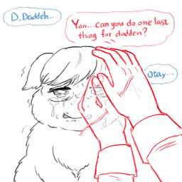 ambiguous_feral ambiguous_gender ambiguous_human baby_talk bodily_fluids clothed clothed_human clothing color_coded_text crying dialogue duo feral first_person_view hair mostly_offscreen_character solo_focus speech_bubble tears text young young_ambiguous young_feral yellowcottoncandy030 fluffy_pony fluffy_pony_(species) human mammal 1:1 2025 comic digital_media_(artwork) english_text hi_res partially_colored