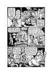 anthro balls eating food forest genitals male male/male park_ranger penis plant text tree bayou_beaver bear human mammal comic english_text monochrome