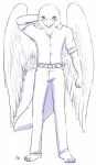 anthro barefoot beak belt biped blush bottomwear clothed clothing feathered_wings feathers feet front_view fully_clothed male pants paws shy solo topwear vest wings aogami mythology percy_(zeetyphlosion) accipitriform avian bird canid canine canis gryphon mammal mythological_avian mythological_creature osprey wolf 2015 hi_res