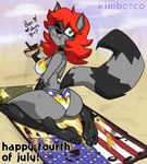 5_fingers 5_toes american_flag american_flag_bikini anthro arm_tuft asking_viewer barefoot beach_towel big_butt bikini black_body black_fur black_nose butt cheek_tuft clothing cloud collar dialogue eating eating_food eyelashes facial_markings facial_tuft feet female fingers flag_bikini fluffy fluffy_tail foot_fetish foot_focus fur fur_markings fur_tuft gesture glistening glistening_feet gloves_(marking) green_eyes grey_body grey_fur hair head_markings heart_symbol holding_hot_dog holidays humanoid_feet kneeling leg_markings looking_at_viewer looking_back looking_back_at_viewer markings mask_(marking) mouth_closed multicolored_body multicolored_fur on_towel one_eye_closed pinky_out plantigrade raccoon_tail rear_view red_hair sand sky socks_(marking) soles solo striped_markings striped_tail stripes swimwear tail tail_markings talking_to_viewer text thick_thighs toes towel tuft two-piece_swimsuit two_tone_body two_tone_fur united_states_of_america wink kimberco 4th_of_july burque_(kimberco) mammal procyonid raccoon 2022 artist_name digital_drawing_(artwork) digital_media_(artwork) english_text hi_res