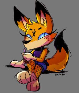 anthro beverage black_body black_fur blue_eyes bottomwear bubble_tea choker clothing collar container countershade_face countershading crossed_legs cup dipstick_ears dipstick_tail drinking drinking_straw ear_markings eyelashes female fishnet_clothing fishnet_legwear freckles fur gloves_(marking) jewelry legwear markings multicolored_ears necklace pants paws shirt shorts sitting solo tail tail_markings tan_body tan_fur topwear yellow_body yellow_fur conditional_dnp kazoko_(artist) pheebs_(kazoko) canid canine fox mammal