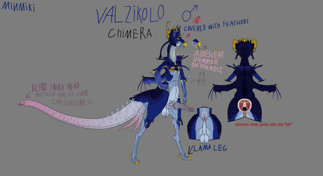 anthro anus balls beak butt feathers femboy genitals horn knot living_tail male overweight penis rainbow scales solo stripes tail teats text tongue udders unusual_anatomy unusual_tail wings minmiki mythology valzikolo bat blind_snake chimera demon dragon lama mammal mythological_creature mythological_scalie reptile scalie snake blue crotch gray pink thighs absurd_res english_text hi_res