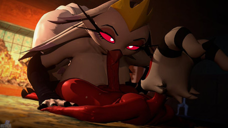 anthro bedroom_eyes big_breasts big_butt big_penis breasts butt crown duo erection eyelashes feathers fellatio female fireplace genitals hair headgear hooves horn larger_female long_eyelashes lying male male/female narrowed_eyes on_back on_ground oral penile penis red_body red_sclera rug seductive sex size_difference smaller_male vein veiny_penis white_body white_feathers white_hair armada_(artist) valorlynz_(modeler) hellaverse helluva_boss moxxie_(helluva_boss) stella_(helluva_boss) avian bird demon imp owl 16:9 2026 3d_(artwork) digital_media_(artwork) widescreen