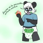 ageplay bamboo clothed clothing diaper eyewear food fruit fur glasses infantilism leaf leaf_in_mouth male multicolored_body multicolored_fur peach_(fruit) plant roleplay solo sticker text wearing_diaper fennecat bear giant_panda mammal 1:1 spanish_text translated watermark