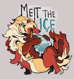 4_toes ambiguous_gender bared_teeth claws countershading dipstick_tail ear_markings feet feral fluffy fluffy_tail fur ice ice_cube leg_markings markings open_mouth orange_claws orange_eyes orange_tongue paws red_body red_countershading red_fur red_inner_ear red_markings red_nose reverse_countershading scratches scratching socks_(marking) solo tail tail_markings text toes tongue white_body white_fur white_markings yellow_body yellow_fur toadally gulonine mammal mustelid musteline wolverine english_text hi_res signature