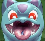 ambiguous_gender bodily_fluids duo feral feral_pred green_background imminent_vore macro micro mouth_shot on_tongue open_mouth saliva saliva_string simple_background teeth tongue tongue_out vore suddendraft nintendo pokemon bulbasaur generation_1_pokemon generation_7_pokemon pokemon_(species) popplio 2018 headshot_portrait hi_res portrait