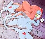 anus blush chibi female floor genitals looking_back musical_note musical_symbol presenting presenting_anus presenting_pussy pussy rear_view solo symbol text tile tile_floor evil_anaunara nintendo pokemon generation_4_pokemon legendary_pokemon mesprit pokemon_(species) 2019 hi_res japanese_text