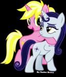 blonde_hair blue_hair duo female feral hair horn hug simple_background vector-brony friendship_is_magic hasbro my_little_pony mythology moonlight_raven_(mlp) sunshine_smiles_(mlp) equid equine mammal mythological_creature mythological_equine unicorn 2015 absurd_res alpha_channel hi_res