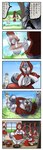 anthro bathing blush clothed clothing crossdressing female humor male red_clothing text cacomistle_(artist) fairy_tales little_red_riding_hood_(copyright) big_bad_wolf canid canine canis human mammal wolf comic hi_res japanese_text translation_request