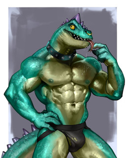 abs anthro black_clothing black_jockstrap black_underwear bodily_fluids bulge clothing collar facial_piercing forked_tongue front_view green_body green_scales head_spikes jockstrap lip_piercing male muscular muscular_anthro muscular_male pecs piercing saliva scales sharp_teeth shirtless_anthro shirtless_male solo spiked_tail spikes spikes_(anatomy) standing tail teeth tongue tongue_out torn_clothing torn_jockstrap torn_underwear underwear yellow_eyes dagantfus goat_(movie) sony_corporation sony_pictures modo_olachenko komodo_dragon lizard monitor_lizard reptile scalie hi_res