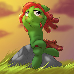 bed blush dreadlocks female feral furniture looking_back smile solo behind-space friendship_is_magic hasbro my_little_pony tree_hugger_(mlp) earth_pony equid equine horse mammal pony 1:1 2015 digital_media_(artwork)