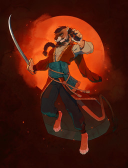 anthro barefoot belt bottomwear braided_hair brown_body brown_fur claws clothed clothing facial_hair feet finger_claws fully_clothed fur hair historical_european_clothing holding_melee_weapon holding_object holding_sword holding_weapon kontusz male melee_weapon pants paws rope rope_belt saber sash snarling solo sword tail tail_tuft teeth tuft weapon whisker_spots hydde jazlion felid lion mammal pantherine 2023 digital_media_(artwork) full-length_portrait hi_res portrait