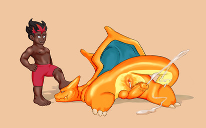 after_sex big_penis bodily_fluids cum cum_inside drooling duo genital_fluids genitals interspecies male male/male penis saliva heardnoevil nintendo pokemon kiawe_(pokemon) charizard generation_1_pokemon pokemon_(species) hi_res