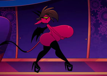 2_horns big_breasts big_eyes biped black_choker black_clothing black_eyebrows black_footwear black_hair black_high_heels black_horn black_jewelry black_legwear black_markings black_necklace black_shoes black_tail black_thigh_highs black_wings boots breast_squish breasts choker closed_smile clothing dark_hair dark_markings extended_arm eyebrows eyelashes facial_markings female fingers footwear glistening glistening_breasts hair half-closed_eyes hand_on_breast hand_on_own_breast head_markings heart_symbol high_heeled_boots high_heels holding_breast horn huge_breasts humanoid_pointy_ears inside iris jewelry legwear light_body light_skin long_eyelashes long_tail looking_forward markings membrane_(anatomy) membranous_wings monotone_horn monotone_wings mostly_nude mostly_nude_female mostly_nude_humanoid mouth_closed multicolored_tail narrowed_eyes necklace not_furry platform_footwear platform_heels pointy_ears pupils red_body red_breasts red_eyes red_skin red_tail sagging_breasts shoes short_hair side_view smile solo spade_tail squish tail tear_(marking) thick_thighs thigh_boots thigh_highs two_tone_tail walking wings yellow_sclera nerota third-party_edit hellaverse helluva_boss asmodeus_maid background_character demon humanoid succubus 2023 digital_media_(artwork) screencap_edit