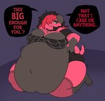absurd_res alternative_fashion animal_crossing anthro belly big_belly big_breasts black_bottomwear black_clothing black_hair black_skirt black_topwear blue_eyes bottomwear breasts canid canine cherry_(animal_crossing) clothing collar dialogue ear_piercing ears_down emo fangs fat_rolls female fluffy goth hair hi_res huge_belly huge_breasts hyper hyper_belly inflation inflation_fetish legwear mammal morbidly_obese morbidly_obese_anthro morbidly_obese_female nintendo obese obese_anthro obese_female overweight overweight_anthro overweight_female piercing pivoted_ears pompuffy_(artist) pulling_up_bottomwear red_body red_hair sequence sitting skirt solo stockings tail talking_to_viewer teeth thick_thighs topwear weight_gain weight_gain_drive wide_hips