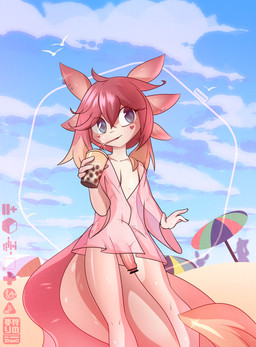 ambiguous_gender animal_ears anthro balls bangs beach beach_umbrella beverage blue_eyes blue_sky blush blush_stickers bubble_tea casual_erection casual_nudity clothed clothing cloud colored_skin container crossdressing cup day disposable_cup drinking drinking_straw erection exhibitionism facial_markings femboy fin foreskin fur genitals glistening glistening_body glistening_skin gradient_hair group hair hair_between_eyes head_markings heart_symbol holding_container holding_cup holding_object humanoid_genitalia humanoid_penis ineffective_censorship male male_focus markings medium_hair multicolored_body multicolored_hair multicolored_skin navel outside parasol penis piercing public public_nudity red_hair sand shota silhouette sky smile solo_focus standing tail tongue topwear translucent two_tone_body two_tone_skin umbrella young young_anthro young_male zhao0_the_dreamhunter avian bird gull lari larid mammal absurd_res censored hi_res
