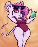 anthro clothing curvy_figure eyewear female hair lipstick makeup one-piece_swimsuit purple_hair red_eyes solo sunglasses swimwear tail wide_hips sir_amity rivals_of_aether pomme_(rivals_of_aether) mammal mouse murid murine rodent absurd_res hi_res