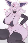 anthro areola areola_slip big_breasts biped breasts cleavage clothed clothing female forehead_gem fur gem looking_at_viewer navel purple_body purple_fur red_gem skimpy solo white_eyes faeki nintendo pokemon eeveelution espeon generation_2_pokemon pokemon_(species) 2:3 hi_res