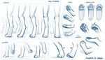 2024 4_toes 7:4 adobe_photoshop_(artwork) ambiguous_species anatomy anthro blue_and_white claws conditional_dnp curling_toes digital_media_(artwork) digitigrade english_text feet foot_focus fur hi_res hindpaw how-to keidran mammal model_sheet monochrome nude pawpads paws reference_guide simple_background sketch spread_toes standing text toe_claws toes tom_fischbach twokinds white_background