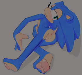 animal_nose anthro anus bedroom_eyes bent_legs blue_body blue_eyes blue_fur butt eyelashes feet fur gesture green_eyes half-closed_eyes hand_gesture hand_on_hip holding_belly hole_(anatomy) looking_at_viewer looking_back lying male multicolored_body multicolored_fur narrowed_eyes nipples null null_bulge null_with_anus pawpads paws plantigrade pose quills_(anatomy) rear_view seductive simple_background simple_coloring solo toes two_tone_body two_tone_fur white_background young largedrat sega sonic_the_hedgehog_(series) sonic_the_hedgehog eulipotyphlan hedgehog mammal full-length_portrait monochrome portrait shaded simple_shading